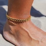 Huna Jewelry - Cuban Anklet in Stainless Steel, Waterproof & Durable