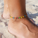 Huna Jewelry - Dainty Gold-Plated Anklet with Zirconia Stones