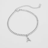 Icy Initial Anklet – 18K Gold-Plated Personalized Cuban Chain | Huna Jewelry