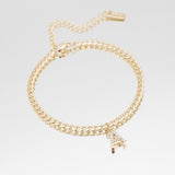 Icy Initial Anklet – 18K Gold-Plated Personalized Cuban Chain | Huna Jewelry