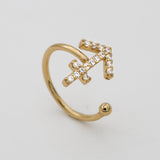 Icy Zodiac Ring – 18K Gold-Plated Adjustable Astrology Jewelry | Huna Jewelry