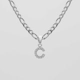 Icy Initial Necklace – 18K Gold-Plated Figaro Chain with CZ Pendant | Huna Jewelry