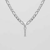 Icy Initial Necklace – 18K Gold-Plated Figaro Chain with CZ Pendant | Huna Jewelry