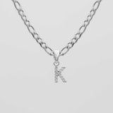 Icy Initial Necklace – 18K Gold-Plated Figaro Chain with CZ Pendant | Huna Jewelry