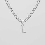 Icy Initial Necklace – 18K Gold-Plated Figaro Chain with CZ Pendant | Huna Jewelry