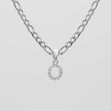 Icy Initial Necklace – 18K Gold-Plated Figaro Chain with CZ Pendant | Huna Jewelry