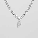Icy Initial Necklace – 18K Gold-Plated Figaro Chain with CZ Pendant | Huna Jewelry