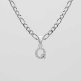 Icy Initial Necklace – 18K Gold-Plated Figaro Chain with CZ Pendant | Huna Jewelry