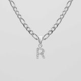 Icy Initial Necklace – 18K Gold-Plated Figaro Chain with CZ Pendant | Huna Jewelry