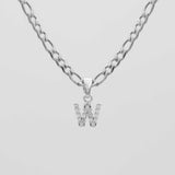 Icy Initial Necklace – 18K Gold-Plated Figaro Chain with CZ Pendant | Huna Jewelry