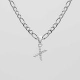 Icy Initial Necklace – 18K Gold-Plated Figaro Chain with CZ Pendant | Huna Jewelry