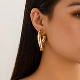 Geometric Irregular C-Shaped Earrings – Modern Studs for Everyday Style | Huna Jewelry