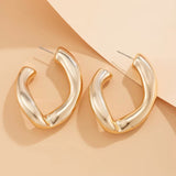Geometric Irregular C-Shaped Earrings – Modern Studs for Everyday Style | Huna Jewelry