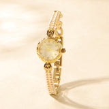 Huna Jewelry Gold-Plated Vintage Pearl Watch - Adjustable, Waterproof, Elegant