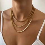 Box Chain Necklace – 18K Gold-Plated Minimalist Chain | Huna Jewelry