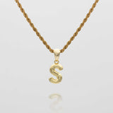Mini Bubble Initial Necklace – 18K Gold-Plated Personalized Charm | Huna Jewelry