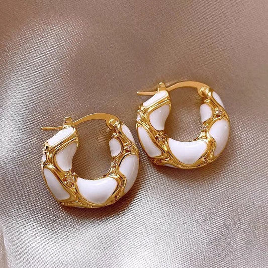 18k Gold-Plated Hoop Lava Earrings