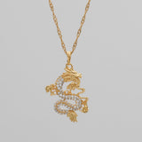 Dragon Necklace – 18K Gold-Plated Cubic Zirconia Pendant | Huna Jewelry