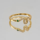 Tia Snake Ring – 18K Gold-Plated CZ Snake Ring | Huna Jewelry