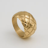 Yara Dome Ring – 18K Gold-Plated Quilted Statement Ring | Huna Jewelry