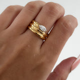 Emilia Ring – 18K Gold-Plated Vintage CZ Statement Ring | Huna Jewelry