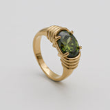 Anna Stone Ring – 18K Gold-Plated Gemstone Signet Ring | Huna Jewelry