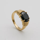 Anna Stone Ring – 18K Gold-Plated Gemstone Signet Ring | Huna Jewelry