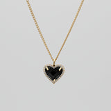 Louisa Heart Jewelry Set – 18K Gold-Plated Onyx Necklace & Earrings | Huna Jewelry