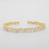 Huda Baguette CZ Bracelet – Gold-Plated Adjustable Design | Huna Jewelry