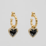 Louisa Heart Jewelry Set – 18K Gold-Plated Onyx Necklace & Earrings | Huna Jewelry