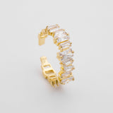 Huda Adjustable Baguette Ring – 18K Gold-Plated with CZ Stones | Huna Jewelry