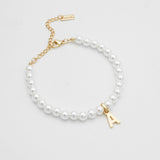 Classic Pearl Initial Bracelet – 18K Gold-Plated Personalized Jewelry | Huna Jewelry