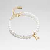 Classic Pearl Initial Bracelet – 18K Gold-Plated Personalized Jewelry | Huna Jewelry