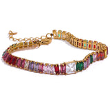 Ruth Prism Glow Bracelet – Rainbow Radiance in Baguette Cut | Huna Jewelry