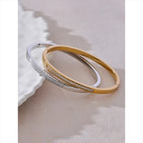 Ruthie Polished Bangle – Chic Bracelet with Cubic Zirconia | Huna Jewelry