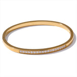Ruthie Polished Bangle – Chic Bracelet with Cubic Zirconia | Huna Jewelry