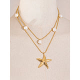 Finley Starfish & Pearl Layered Necklace – Beach-Inspired Chic | Huna Jewelry