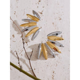 Flo Geometric Flower Petal Stud Earrings – Bold & Smooth Design | Huna Jewelry