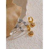 Charlie Heart Drop Hoop Earrings – Romantic & Hypoallergenic Design | Huna Jewelry