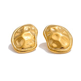 Erin Irregular Round Stud Earrings – Waterproof & Modern Minimalist | Huna Jewelry