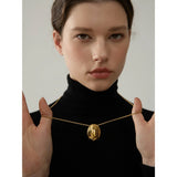 Layla Long Necklace – Elegant Large Oval Pendant Jewelry | Huna Jewelry