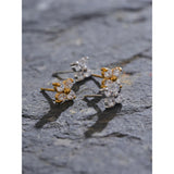 Gold-Plated Flower Stud Earrings – Cubic Zirconia Jewelry | Huna Jewelry