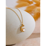 Amalia Crescent Moon Shell Pendant Necklace – Elegant & Unique | Huna Jewelry