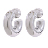 Chunky C-Shape Hoop Earrings – Waterproof Stainless Steel Jewelry | Huna Jewelry