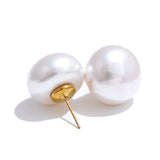 Melanie Pearl Round Stud Earrings – Classic & Timeless Everyday Jewelry | Huna Jewelry