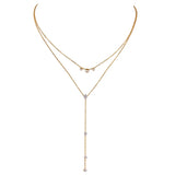 Evelyn Y Drop Necklace – Layered Chain with Cubic Zirconia Charms | Huna Jewelry
