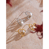 Colette Heart Pearl Stud Earrings – Elegant & Timeless Jewelry | Huna Jewelry