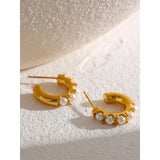Lily Pearl Hoop Earrings – Waterproof Elegant Everyday Jewelry | Huna Jewelry
