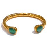 Whitney Natural Stone Cuff Bracelet – Gold & Water-Resistant | Huna Jewelry