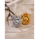 Giselle Big Round Stud Earrings – Hypoallergenic & Stylish Jewelry | Huna Jewelry